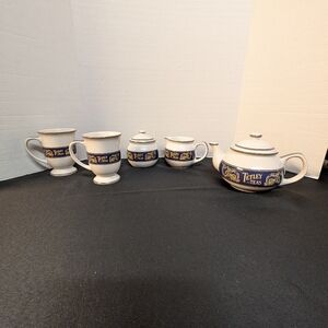 Tetley Teas Teapot Set with Cream Jug & Sugar bowl, 2 Mugs Tea Lot